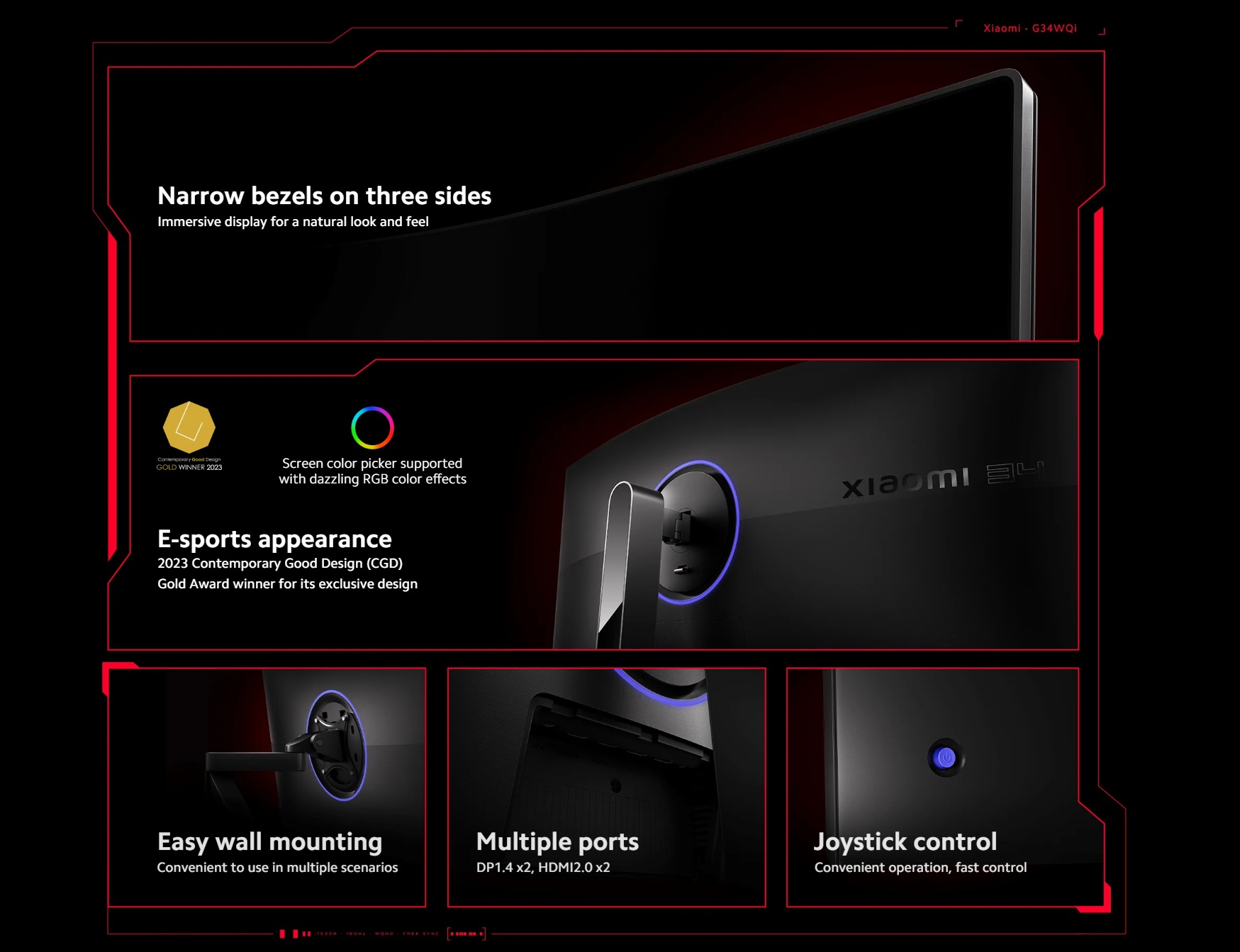 Xiaomi Curved Gaming Monitor G34WQi, 34 Inch WQHD Curved Gaming Computer Monitor 24 Xiaomi Curved Gaming Monitor G34WQi, 34 Inch WQHD Curved Gaming Computer Monitor 3